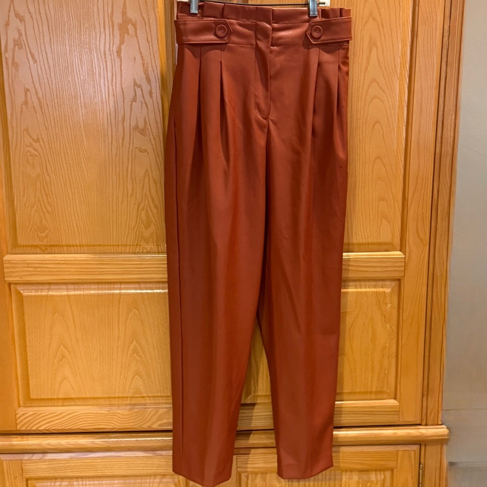Ann Taylor Faux Leather Paperbag Ankle Pants Size 6